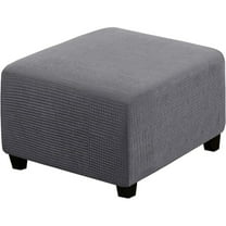 GoXteam Ottoman Cover Jacquard Design High Stretch Folding Storage Footstool Protector Fit Length 24"-30" Footrest Sofa Slipcovers Stool Cover (Ottoman Small, Gray)