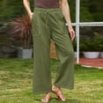 thumbnail image 2 of Womens Travel Pants Solid Color Loose Pants With Pockets Elastic Belt Waist Long Trousers Soft Cotton Blends Casual Pants For Spring Summer Autumn L Pants For Women, 2 of 6