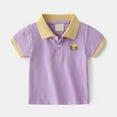 thumbnail image 2 of TOOYOU Boys Polo Shirt Summer Kids Short Loose Sleeve Casual Striped Shirt Button Closure Fashion Comfortable & Soft Top Size 18-24 Months Purple, 2 of 3