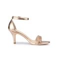 thumbnail image 4 of BLISSFUL STEP Women's Solid Color Open Toe Rhines Ankle Strap Stiletto Sandals Rose Gold 9.5, 4 of 9