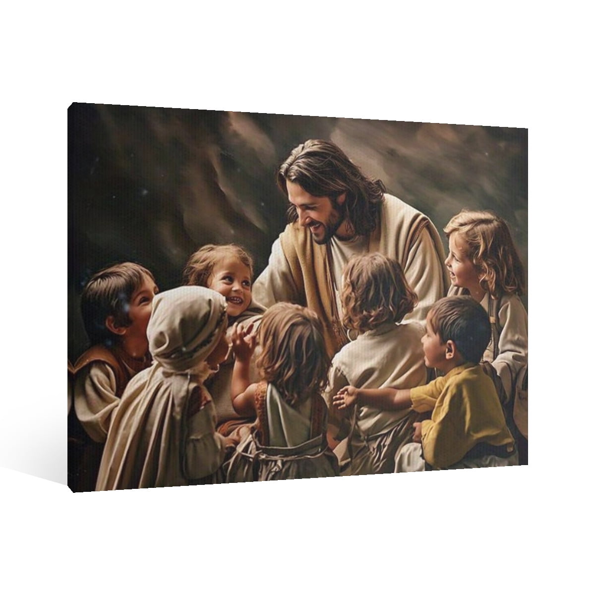 Vintage Jesus ,the Child Canvas Wall Art Paint Jesus Pictures Canvas Print Posters Wall Decor Christian Christmas Wall Art Home Church Decor for Living & Prayer Room Bedroom Wall Decor Framed