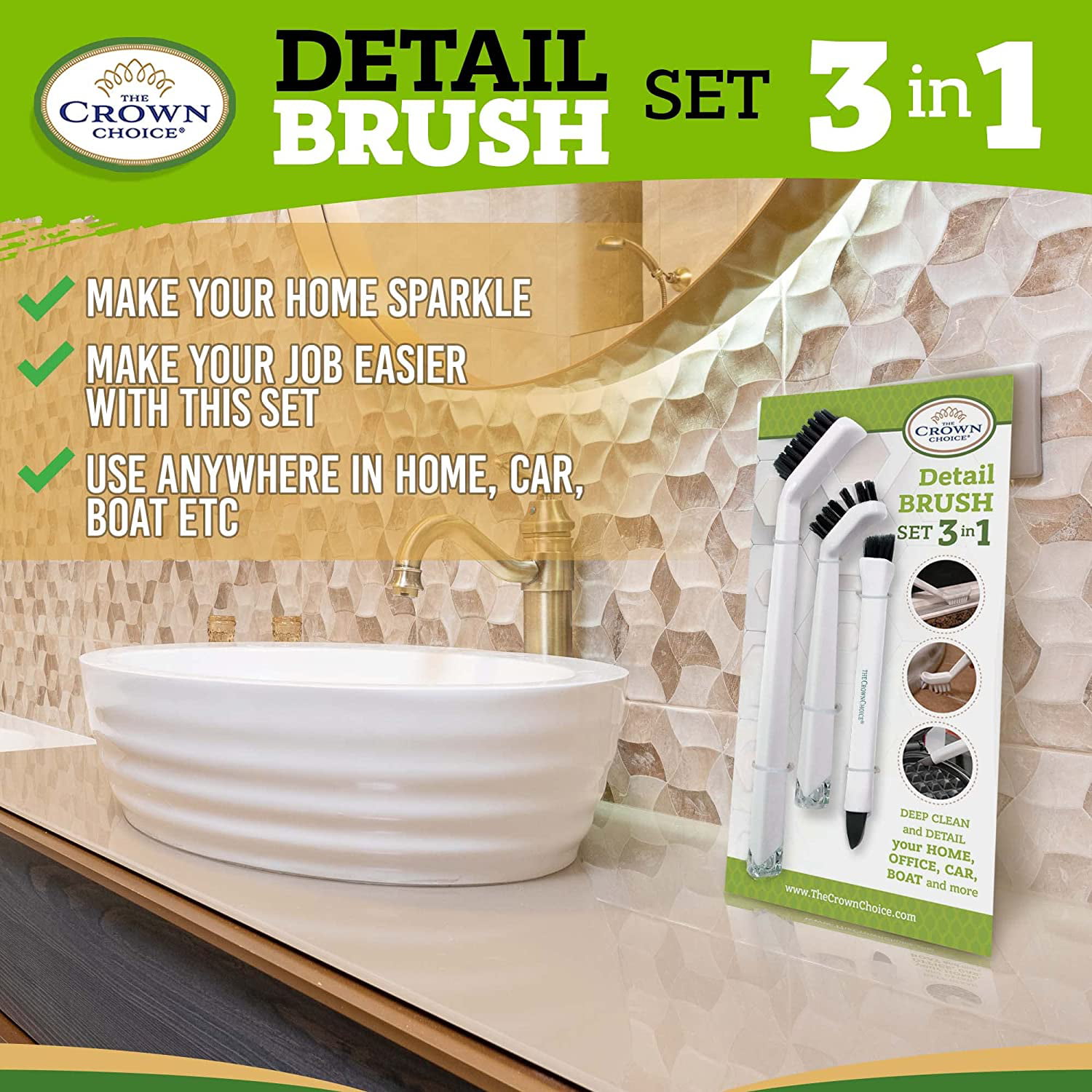 ✓ Buy Online Bottle Brush Cleaner and 2 Dish Scrubbie Gift Set - The Crown  Choice. Free shipping.