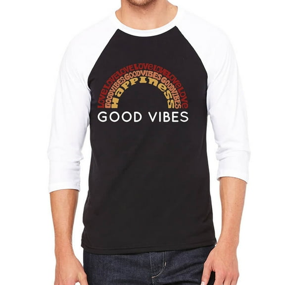 LA Pop Art Men's Raglan Baseball Word Art T-shirt - Good Vibes