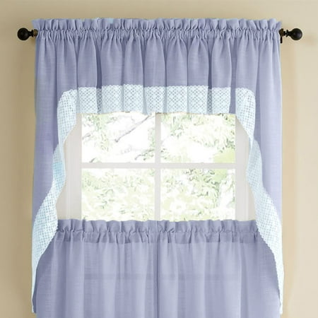 Salem Kitchen Window Curtain W Lace Trim 38 Swag Pair Blue