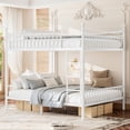 thumbnail image 3 of Leumius Queen over Queen Metal Bunk Bed with Unique Curved Guardrail Design, Round Tube Bunk Bed Frame, Metal Bunk Bed Frame for Kids Teens Adults White, 3 of 9