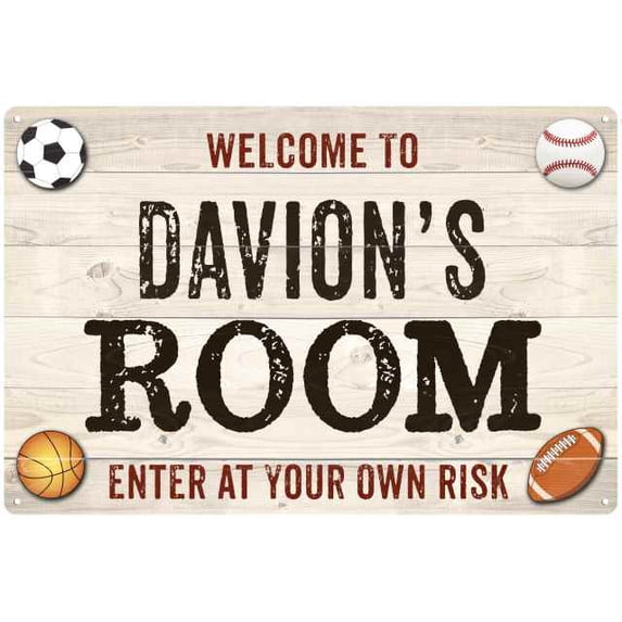 DAVION'S Room Kids Bedroom Sign Boy's Gift 8x12 Metal 108120090431