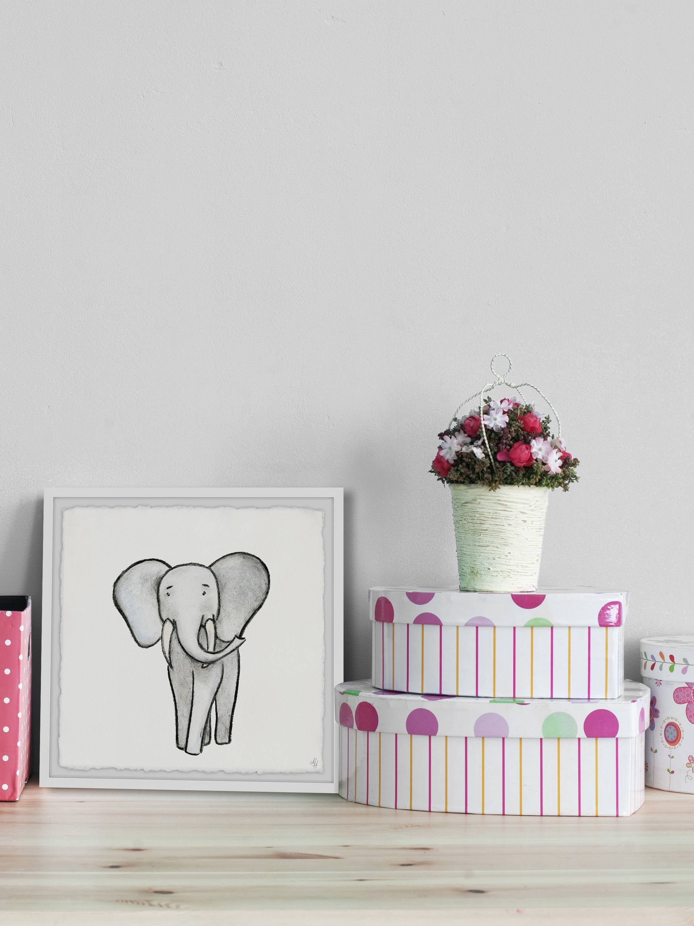 Marmont Hill Walking Elephant Framed Wall Art