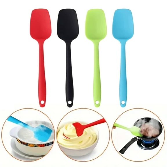 4 Pcs Silicone Spatulas Set, 8.2 inch Small Rubber Spoon Spatula Heat Resistant Seamless One Piece Design Non-Stick Spoonula Flexible Scrapers Baking Mixing Tool