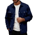 thumbnail image 2 of DPTALR Men's Fashion Solid Color Long Sleeve Lapel Multi-Pocket Casual Workwear Jacket,Navy, L, 2 of 6
