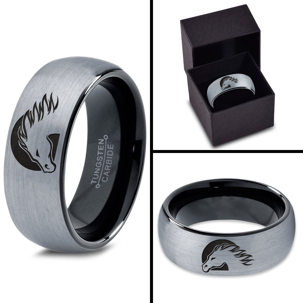 Women Grey Tungsten Band 8mm Polished Black Queen Princess Royalty Crown Monarch Ring Yellow Blue Wedding Brushed Men Gift Dome Flat 18k Rose Gold Step Bevel Edge