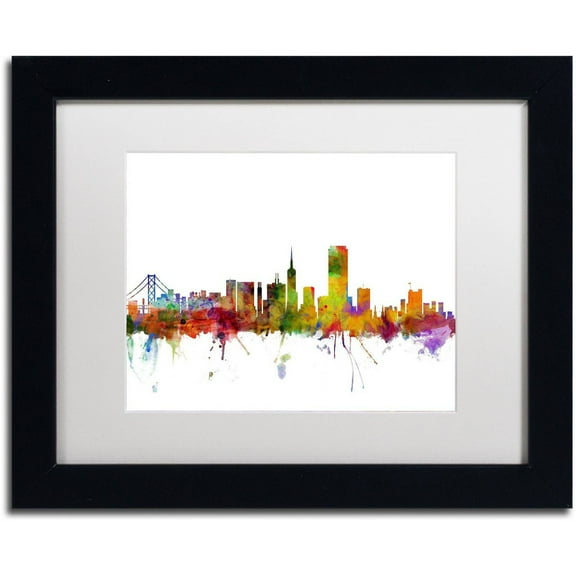 Trademark Fine Art 'San Francisco City Skyline' Canvas Art by Michael Tompsett, White Matte, Black Frame