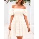 thumbnail image 3 of Vestido Prettygarden para mujer, con mangas abullonadas, de verano, con ojales, blanco, 3 of 8