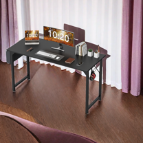GlasFlength Computer Desk with Storage Bag Headphone Hook, 47 In Small Home Office Desk Modern Simple Style PC Table for Kids & Students Study Writing Work Table, 47 Inches Black