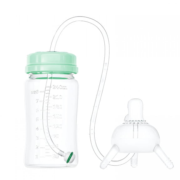 ACDANC Self Feeding Baby Bottle, Bottle Holder for Baby, Baby Bottle with Straw, Anti Colic, for Convenient Feeding Green