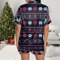 thumbnail image 6 of felwors Women Christmas Pajamas Set Silk Satin Short Sleeve Button Down Top and Shorts Plus Size Soft Sleepwear Lounge Xmas Pjs Navy, M, 6 of 6