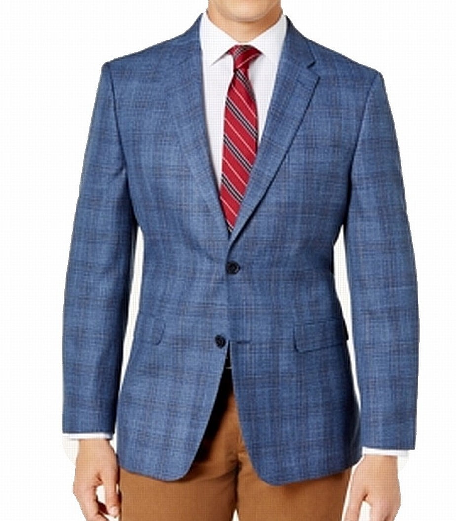 tommy hilfiger blue plaid suit