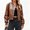 Camel, variant on Womens Faux Leather Bomber Jackets Baseball Collar Zip Up Cropped Biker Coat with Pockets