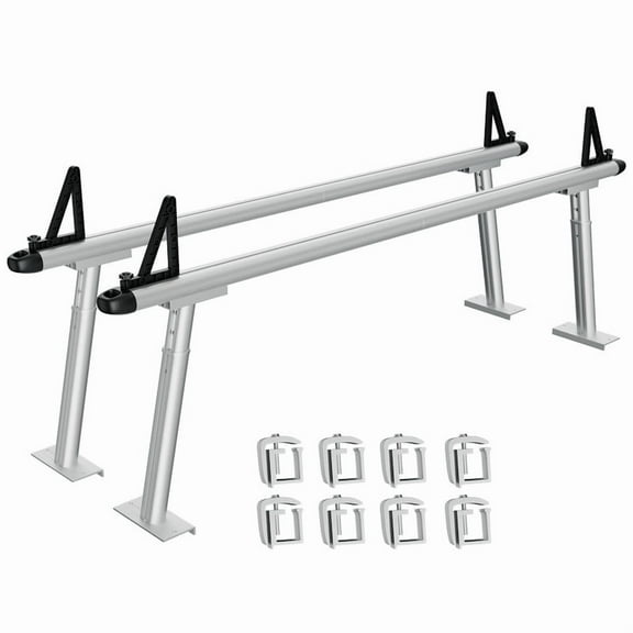 Towallmark 71 Inch Aluminum Truck Rack, 800LBS Capacity Heavy Duty Ladder Rack With 8 Non Drilling C Clamps, 2 Bar Truck Bed Rack For Pickup Trucks