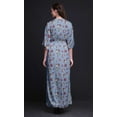 thumbnail image 4 of Bimba Rayon Leaves & Clematis Floral Printed Gown Kimono Sleeves Summer Long Maxi SlitÂ&nbsp;Dress-XSmall, 4 of 6