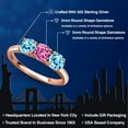 thumbnail image 2 of Gem Stone King 18K Rose Gold Plated Silver Pink Created Sapphire and Blue Apatite Engagement Ring for Women | 1.54 Cttw | Round 5MM | Gemstone September Birthstone | Size 8, 2 of 6