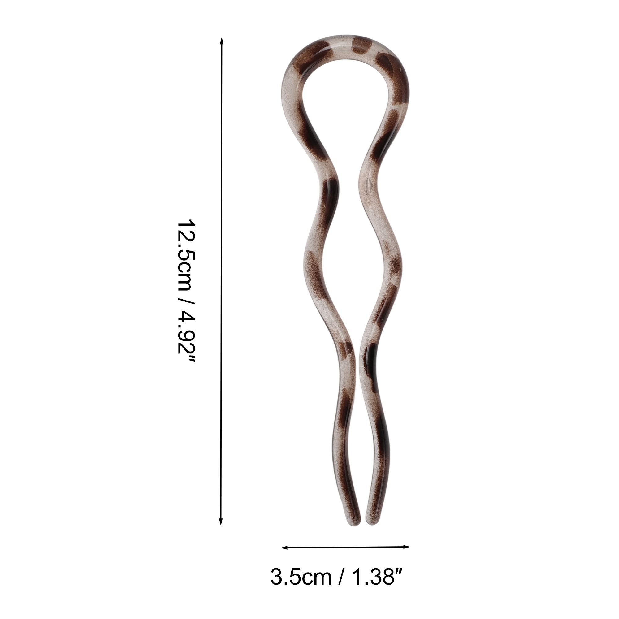 Unique Bargains U-shaped Hair Pin 4.92"x1.38" 1 Pc Transparent Gray, Dark Brown