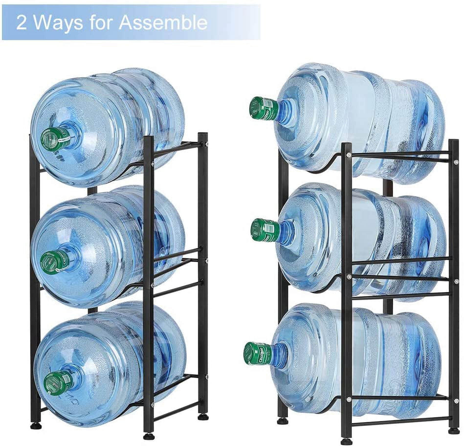 5 Gallon Water Jug Holder Water Bottle Storage Rack, 3 Tiers, Black