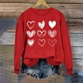 thumbnail image 2 of Penkiiy Chandail en Molleton Imprimé Cœur pour Femmes Manches Longues Col Rond Décontracté Ample Vintage Amour Graphique Chandail TG Rouge, 2 of 4