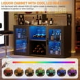 thumbnail image 3 of Luku Bar / Liquor Cabinet with Power Outlets Led Lights and Glass Holder, for Home, Kitchen, Black, 3 of 6