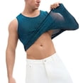 thumbnail image 5 of Fengqque Men's Sequin Tank Top Sparkly Metallic Sleeveless T Shirt Fitness Workout Summer Slim Fit Party Top Sky Blue S(S), 5 of 5