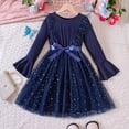 thumbnail image 4 of KYAIGUO Kids Girl Spring Fall Tutu Dress Flared Sleeve Mesh Princess Dress with Bow Toddler Fluffy Tulle Dress Onesies Skirt for 5-13 Years, 4 of 9