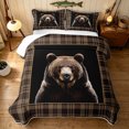 thumbnail image 2 of Manfei Vintage Bear Twin Quilt Set, Fashion Buffalo Twin Coverlet Set, Dark Brown Black, Black Reversible, 2-Piece, 1 Bedspread and 1 Pillowcase, 2 of 7