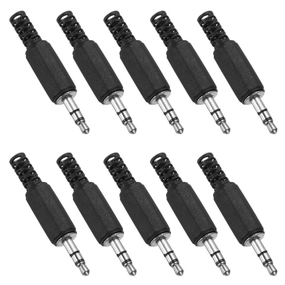 Uxcell 10 Pcs 1/8" TS Audio Male Plug, 3.5mm Mono Jack Plug Adapter Replacement, 2 Pole Solder Jack Cable Connector for Speaker Microphone Guitar (Black)