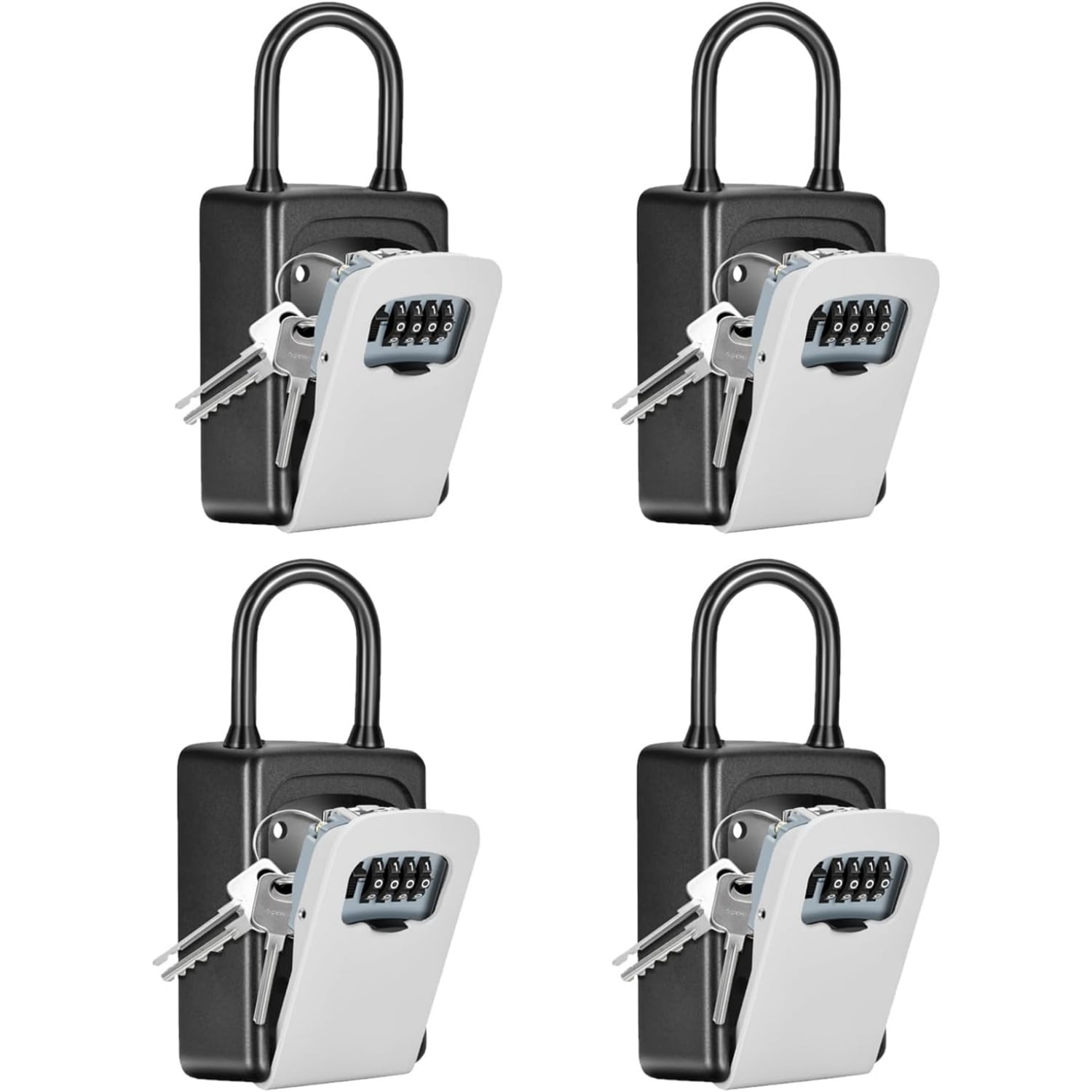 Portable Key Lock Box, Upgrade Clearly Visible Numbers, Lock Box Wall Mounted for House Key, 5 Key Capacity, Weatherproof Resettable Code (4 Pack, Grey)