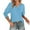 Light Blue, variant on Plebaso Women's Tops Casual V Neck Puff 3/4 Length Sleeve Blouses Solid Color Ladies Summer Dressy Shirts