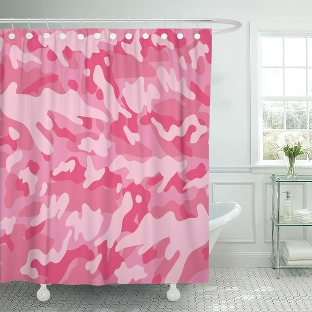 Pknmt Pink Camouflage Pattern Polyester, Pink Camo Shower Curtain