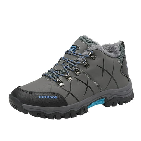 

Leather upper Sneakers for Men Leather Casual Solid color Lace Up Plus Cotton Casual Shoes Climbing Shoes Grey