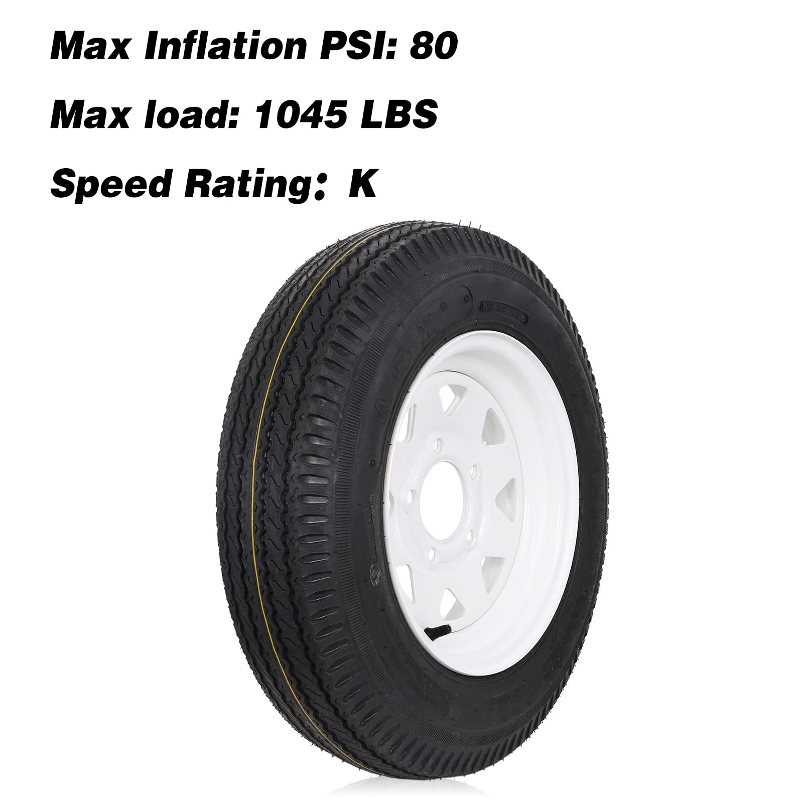 Weize 2PK 5.30-12 Bias Trailer Tire with 12" Wheel - 5 on 4-1/2" - Load Range C