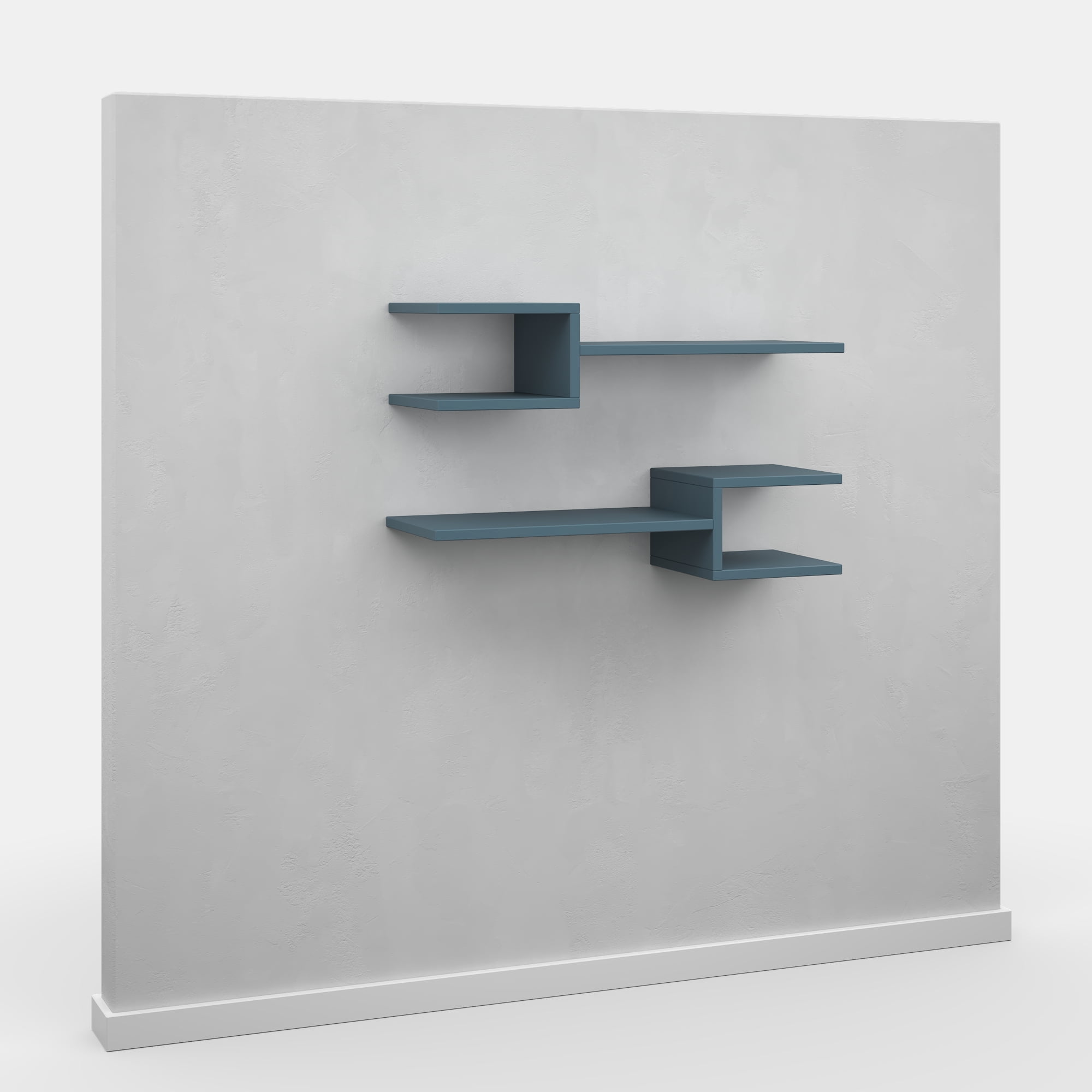 Ada Home Decor Furniture 29.53" 2 Tier Petrol Blue Webbs Modern Wall Shelf