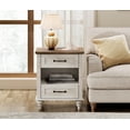 thumbnail image 3 of Side Table with 2 Drawers & Open Shelf, Farmhouse End Table with Charging Station, Wooden Nightstand for Bedroom & Living Room, Antique White, 3 of 8