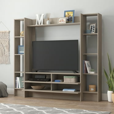 Sauder Beginnings Entertainment Wall System for TV's up to 42", Silver Sycamore Finish