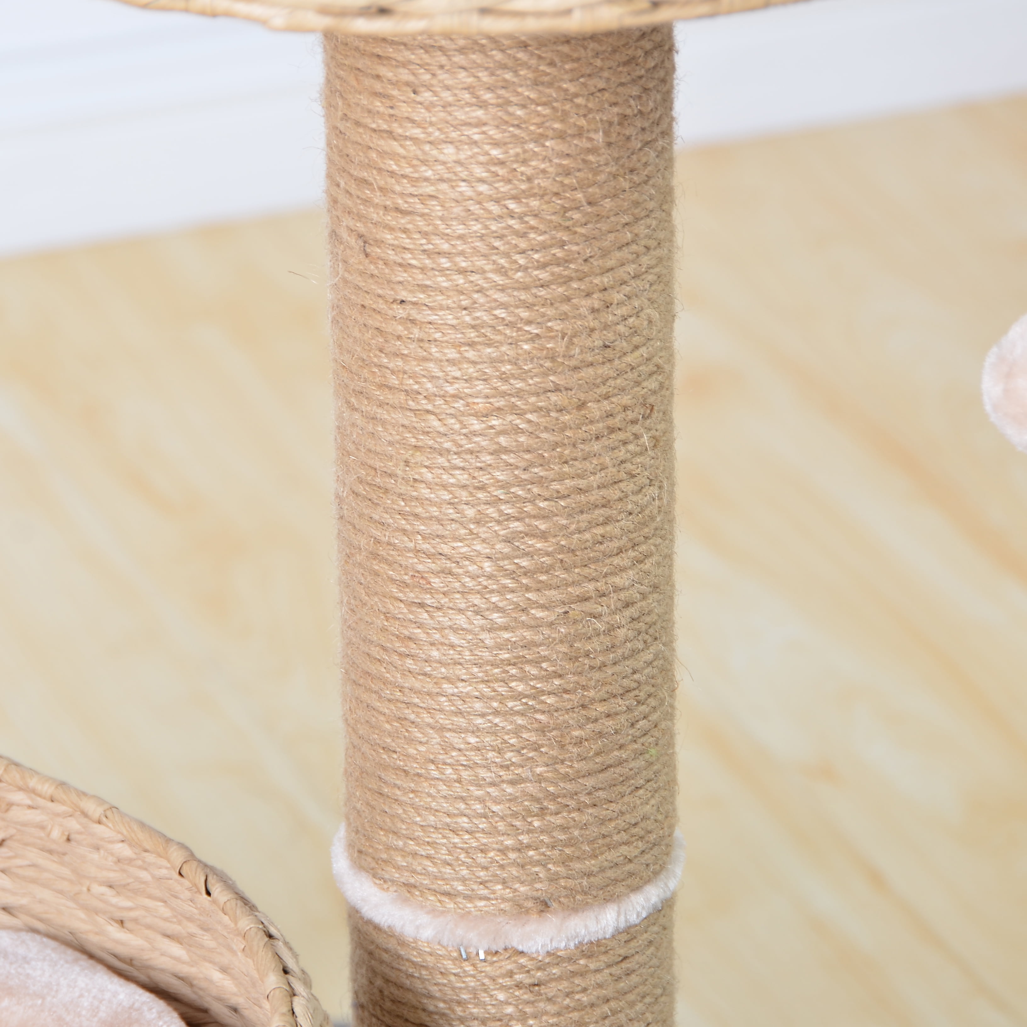 PetPals 29"H 2-Lvl Cat Tree with Handwoven Basket Beds, Sisal Scratching Post, Washable Cushion