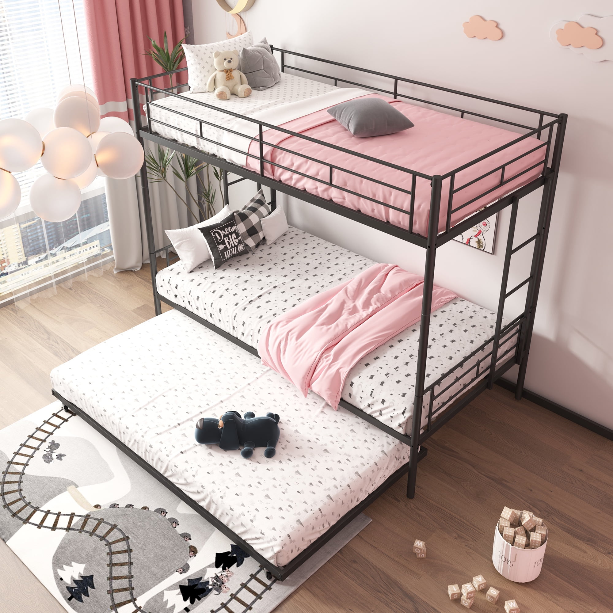 Buy ENYOPRO Bunk Bed with Roll Out Trundle Bed Frame, Metal Bunk Bed