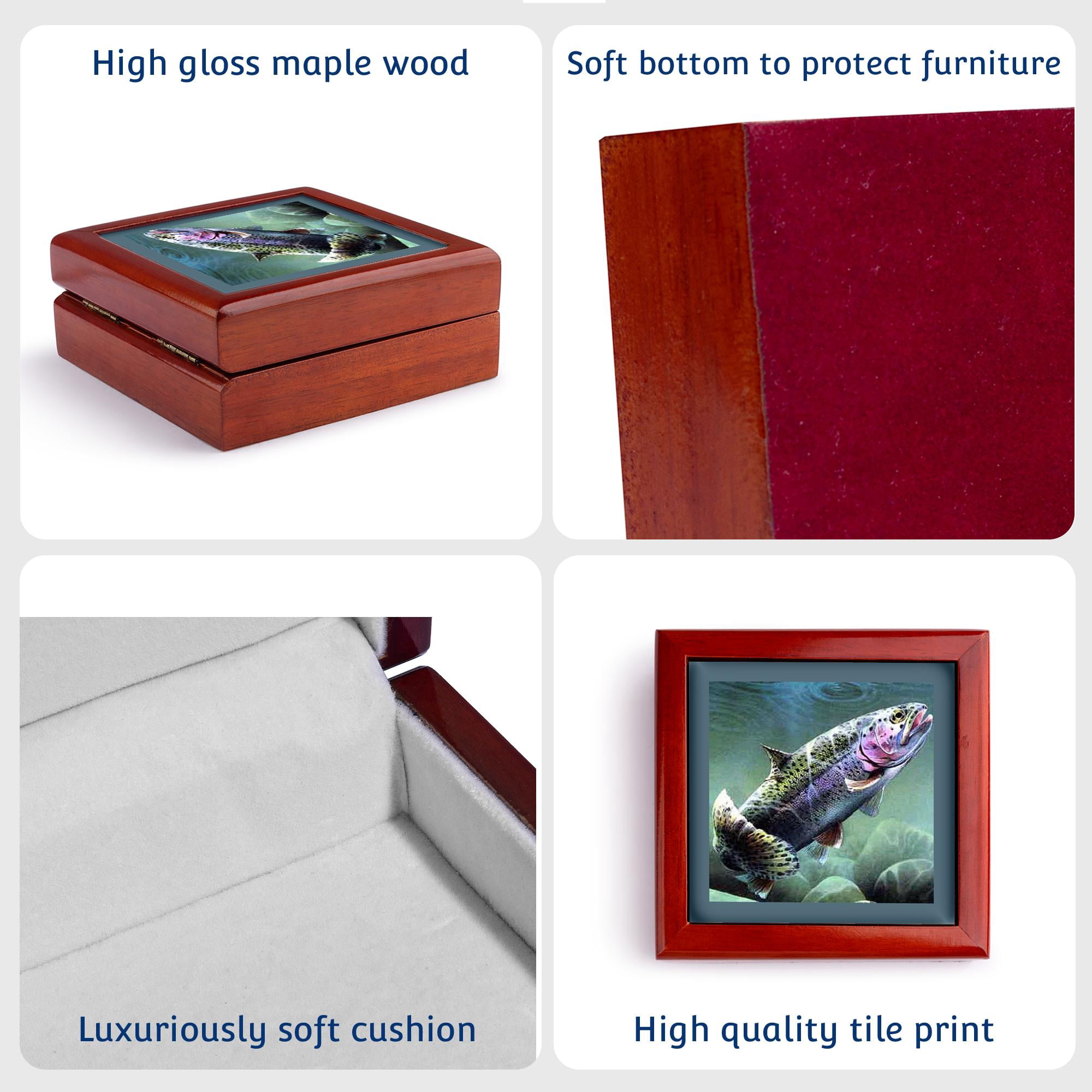 3dRose, Rainbow Trout, Jewelry Box 5.5x5.5 inch with 4 inch tile