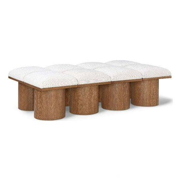 Meridian Furniture Pavilion Cream Boucle Fabric Bench