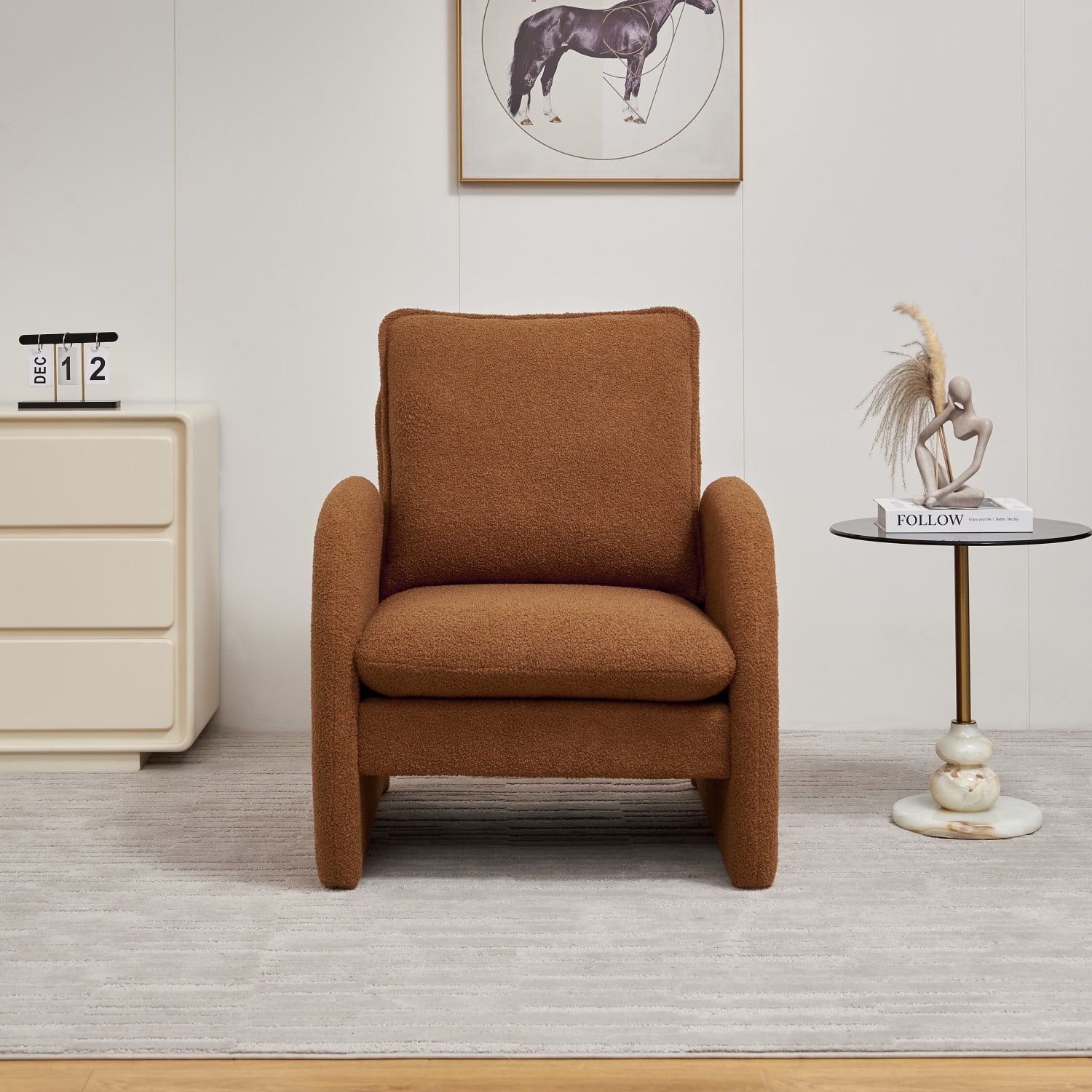 Gewnee Modern Sherpa Upholstered Accent Chair ,Leisure Comfy Single Sofa Chair for Living Room,