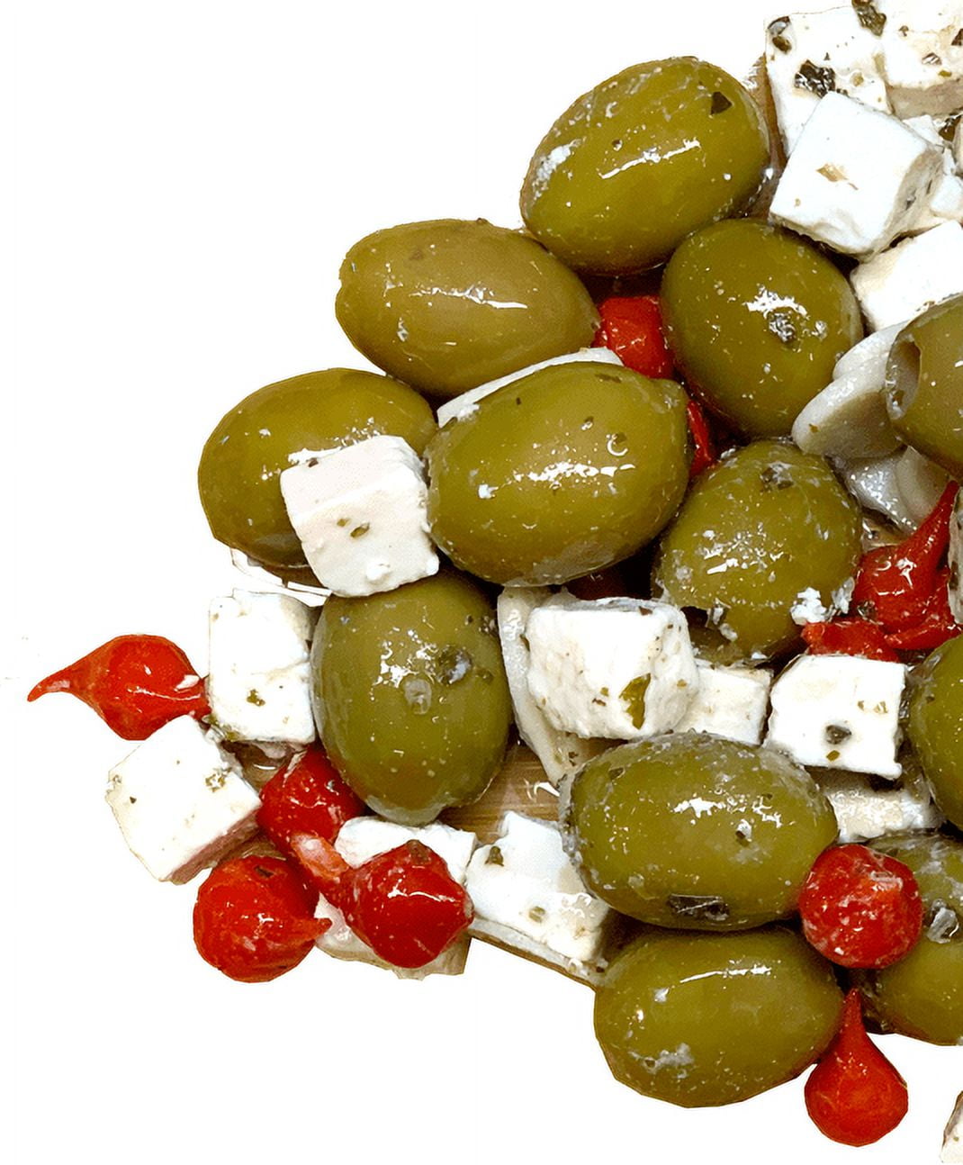 Fine Food Dittmann Greek Feta with Queen Olives and Sweet Pepper Drops Marinated with Herbs