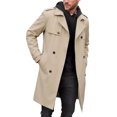 thumbnail image 2 of Men's Trench Coat Notched Lapel Belted Windbreaker Long Jacket Windproof Comfortable Durable Overcoat, L, 2 of 6
