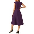 thumbnail image 3 of INSPIRE CHIC Women's Work Dress Cap Sleeve Elegant Cinched Waist A Line Dresses XS Deep Purple, 3 of 6
