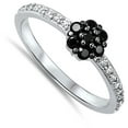 thumbnail image 4 of Black Cubic Zirconia Flower Cluster Ring .925 Sterling Silver Band Jewelry Female Male Unisex Size 7, 4 of 4