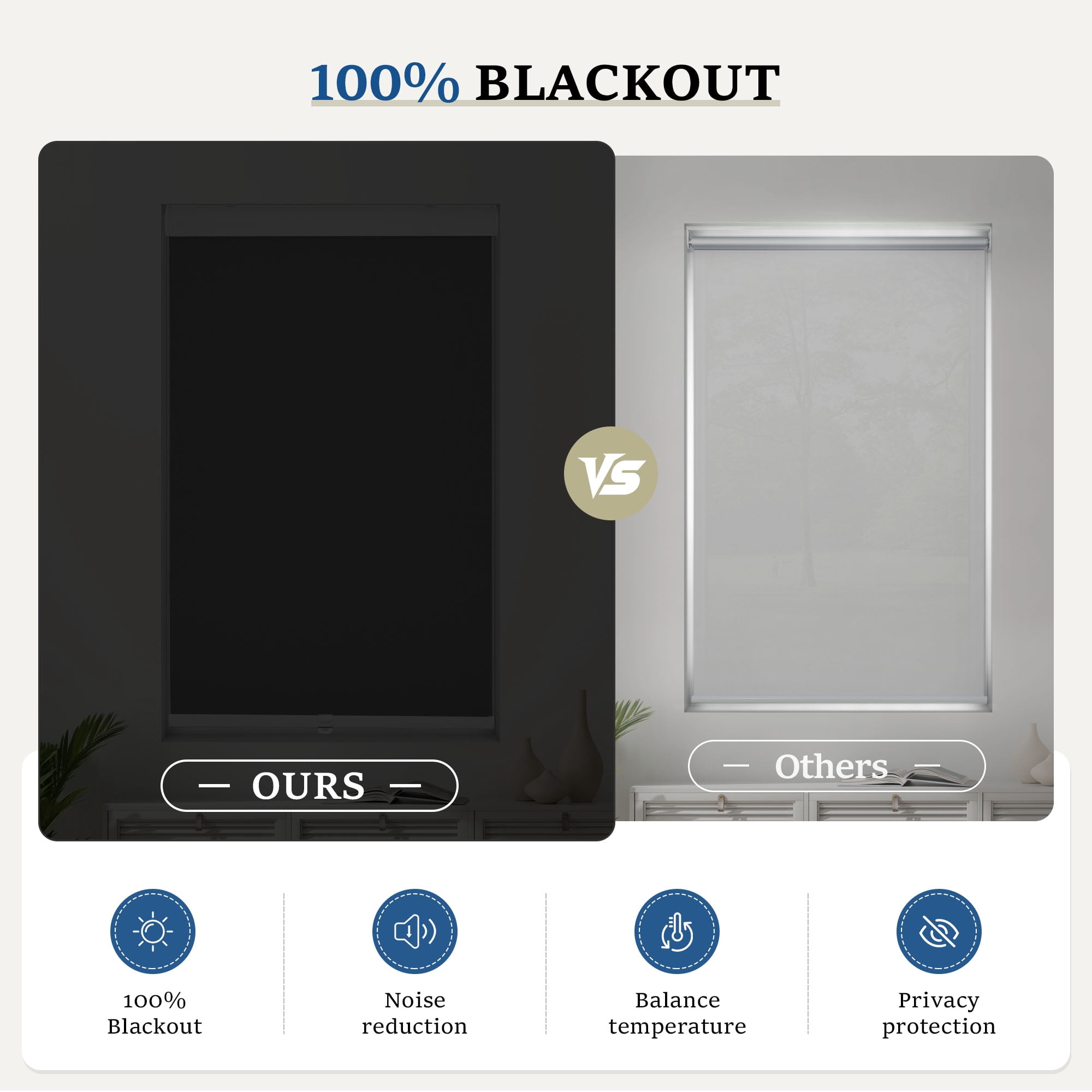 Grandekor Cordless Roller Shades for Windows, Blackout Blinds Room Darkening Pull Down Shades with Free-Stop System, Thermal Insulated UV Protection for Home Office 27x72" Dark Gray